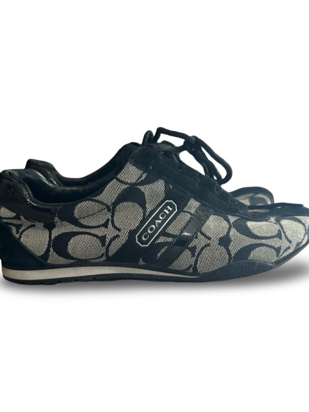 Coach Black & Gray Signature Lace-Up Sneakers
